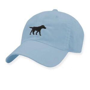 Smathers & Branson Black Lab Walking Needlepoint Performance Hat in Sky Blue
